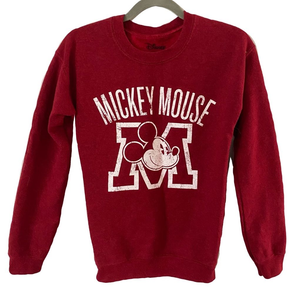 Disney Mickey Mouse Vintage Inspired Collegiate Crewneck‎ Red Sweatshirt Small